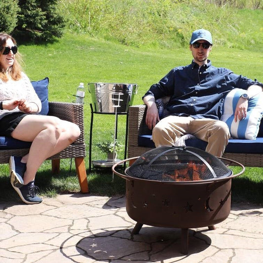 Moon & Stars Steel Fire Pit Bowl