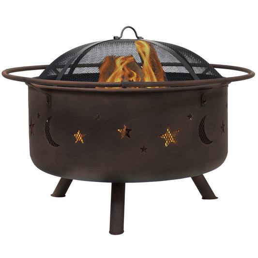 Moon & Stars Steel Fire Pit Bowl